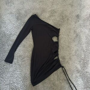 Black side Tie up MINI DRESS